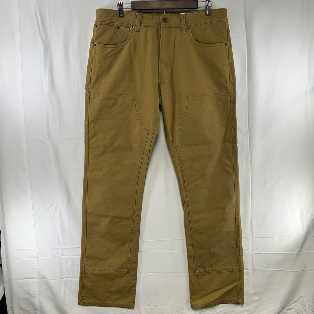 Filson Dry Tin Cloth Pants Mens 34x34 Gold Tan Double Knee Workwear 20155579